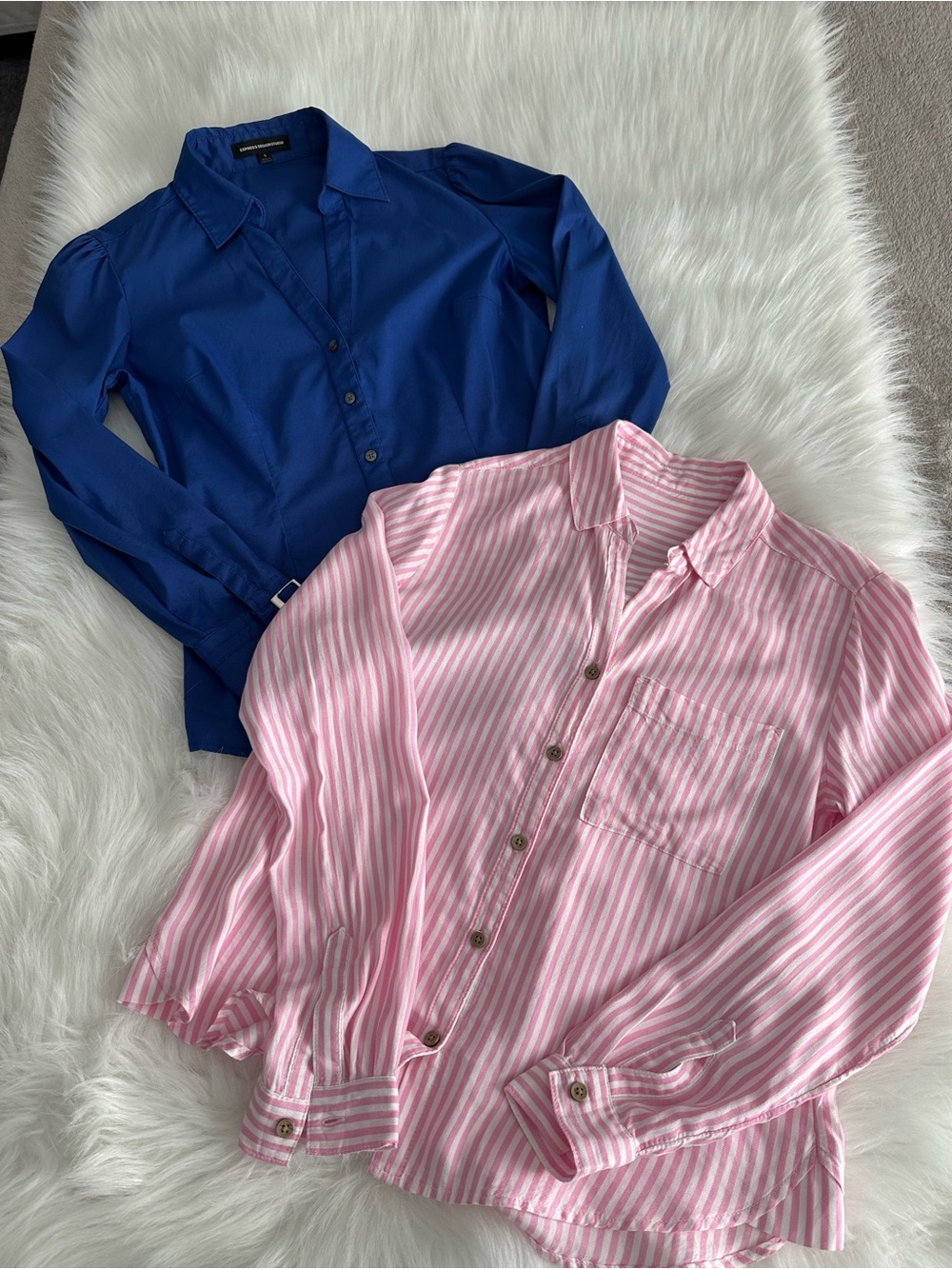 Candace Stripe Button-Up Shirt and Express Women’s tops blouse Sz S bundle